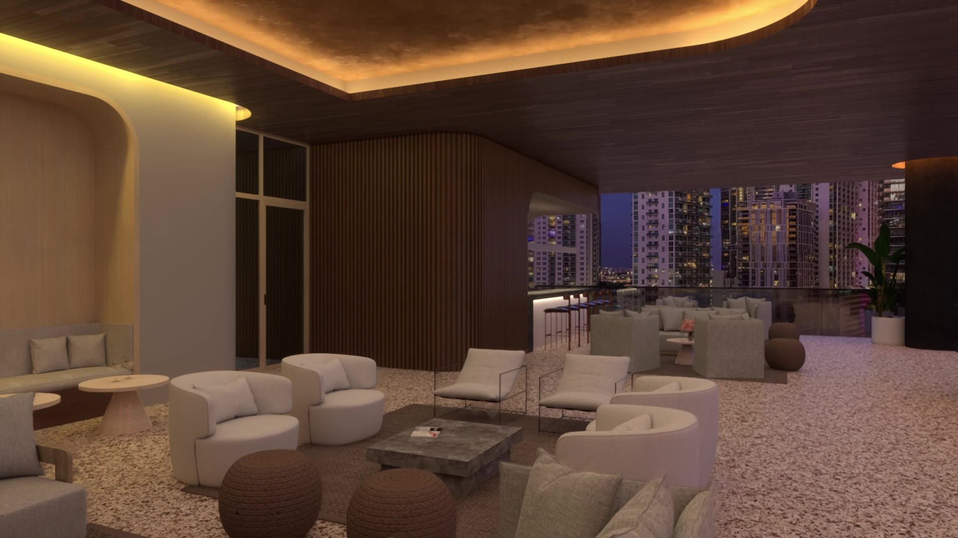 Rooftop lounge nocturno